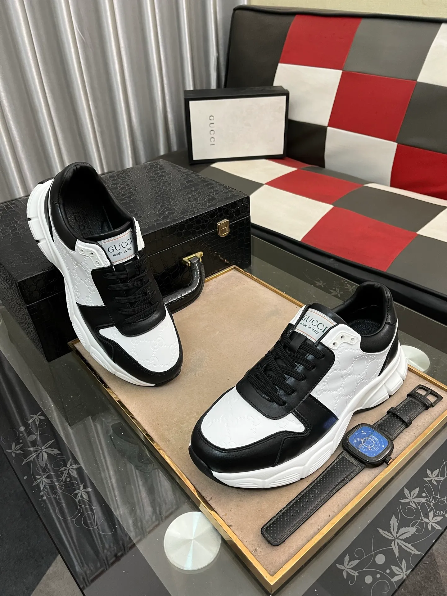 Men's shoes 💰440⌚️⌚️ (GUCCI-Gucci) luxury brand sports and casual shoes, imported original material, sheepskin lining, high-end and comfortable, original outsole is light and wear-resistant! Purely handmade, details determine quality! 38-443️⃣colors available